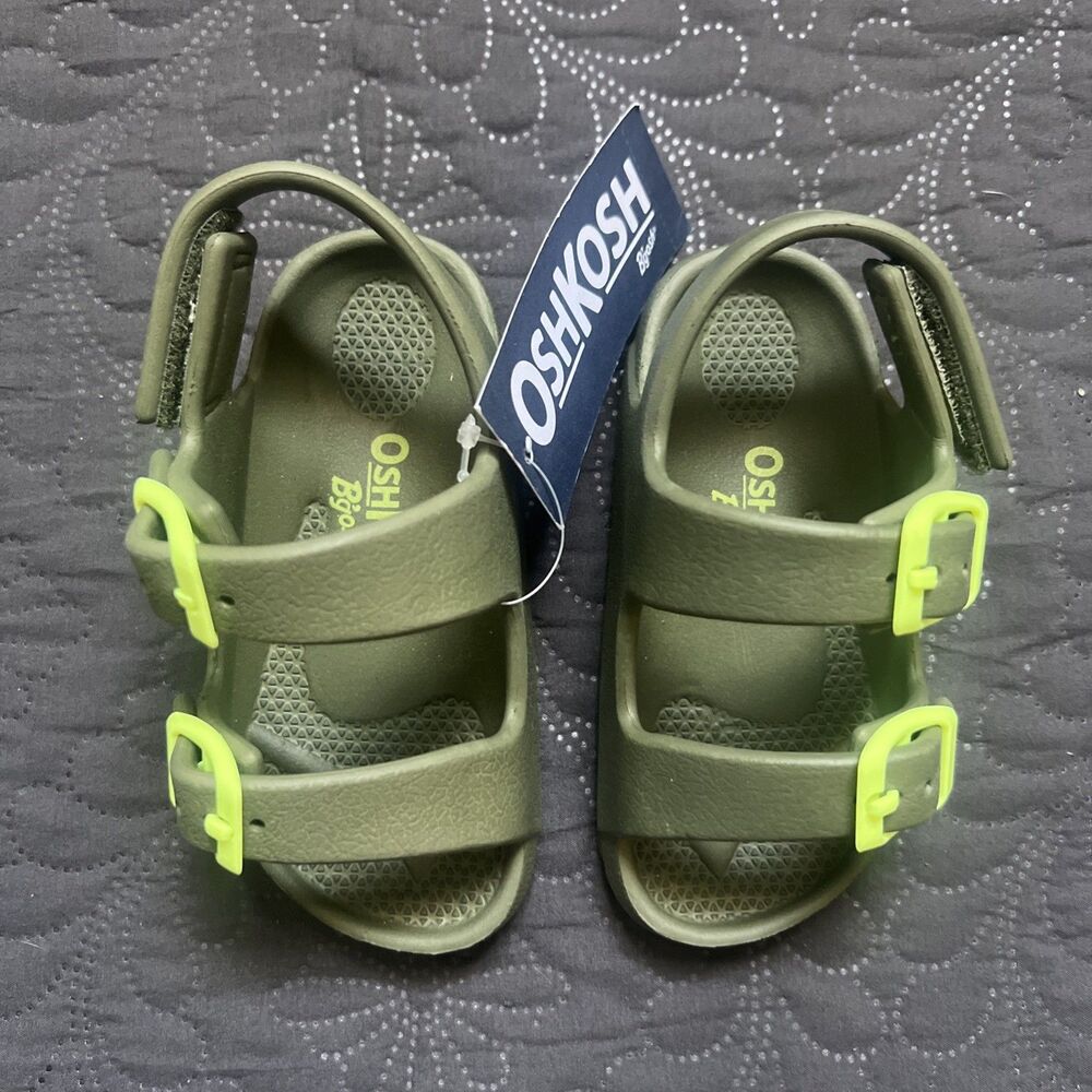 OshKosh B'Gosh Toddler Rivar Sandal Olive Lime Green Adjustable SZ5 NWT Casual